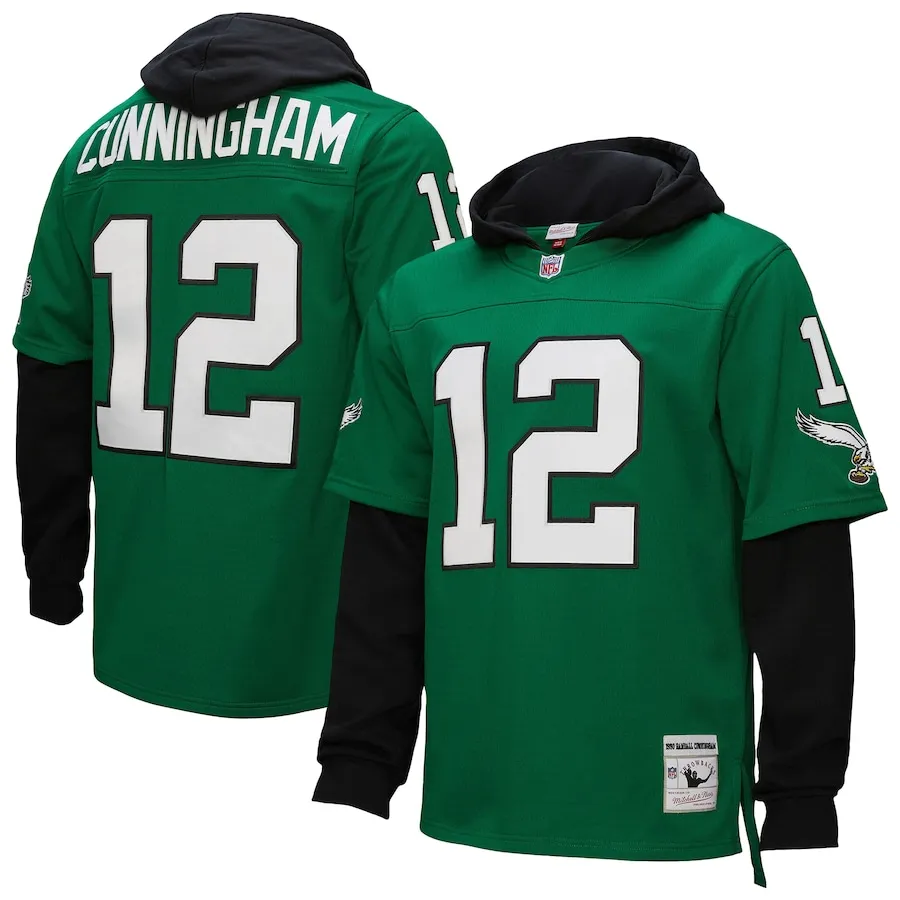Randall Cunningham Philadelphia Eagles Mitchell &amp Ness Player Name &amp Number Hoodie Legacy Jersey - Kelly Green