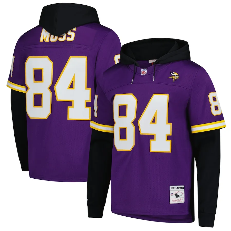 Randy Moss Minnesota Vikings Mitchell &amp Ness Player Name &amp Number Hoodie Legacy Jersey - Purple