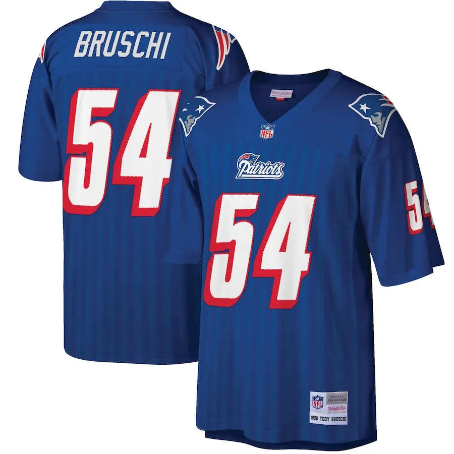 Tedy Bruschi New England Patriots Mitchell &amp Ness Big &amp Tall 1996 Retired Player Replica Jersey - Royal