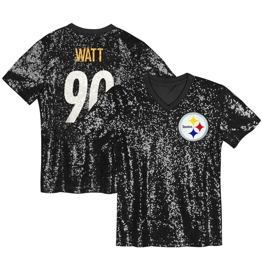 T.J. Watt Pittsburgh Steelers Women's Player Name &amp Number V-Neck Fashion Jersey - Black