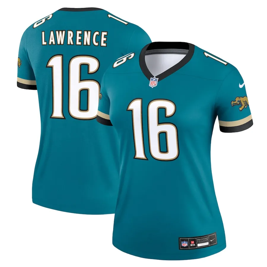 Trevor Lawrence Jacksonville Jaguars Nike Women's Alternate Legend Player Performance Top - Prowler Throwback Teal