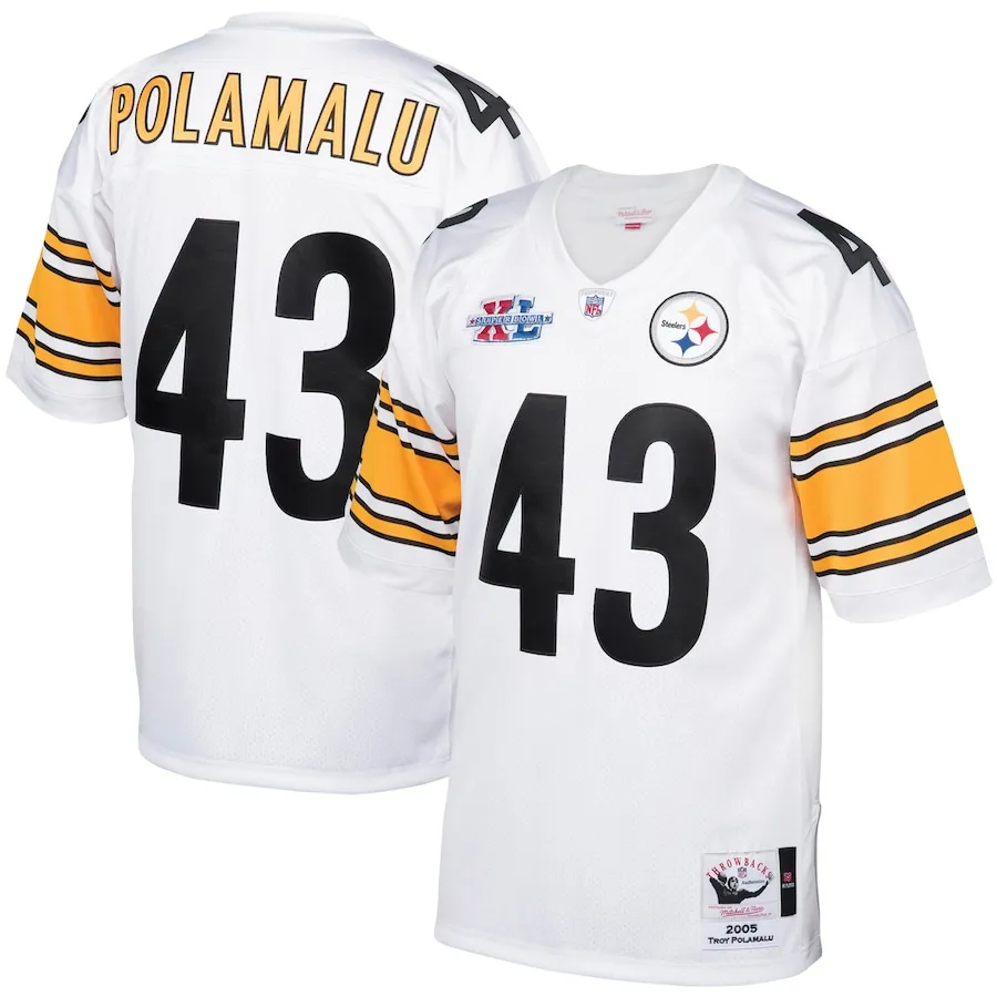 Troy Polamalu Pittsburgh Steelers 2005 Mitchell &amp Ness Authentic Throwback Retired Player Jersey - White