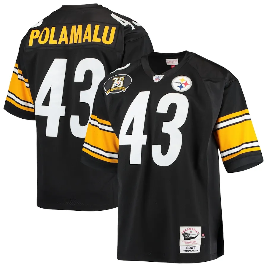 Troy Polamalu Pittsburgh Steelers 2007 Mitchell &amp Ness Authentic Throwback Retired Player Jersey - Black