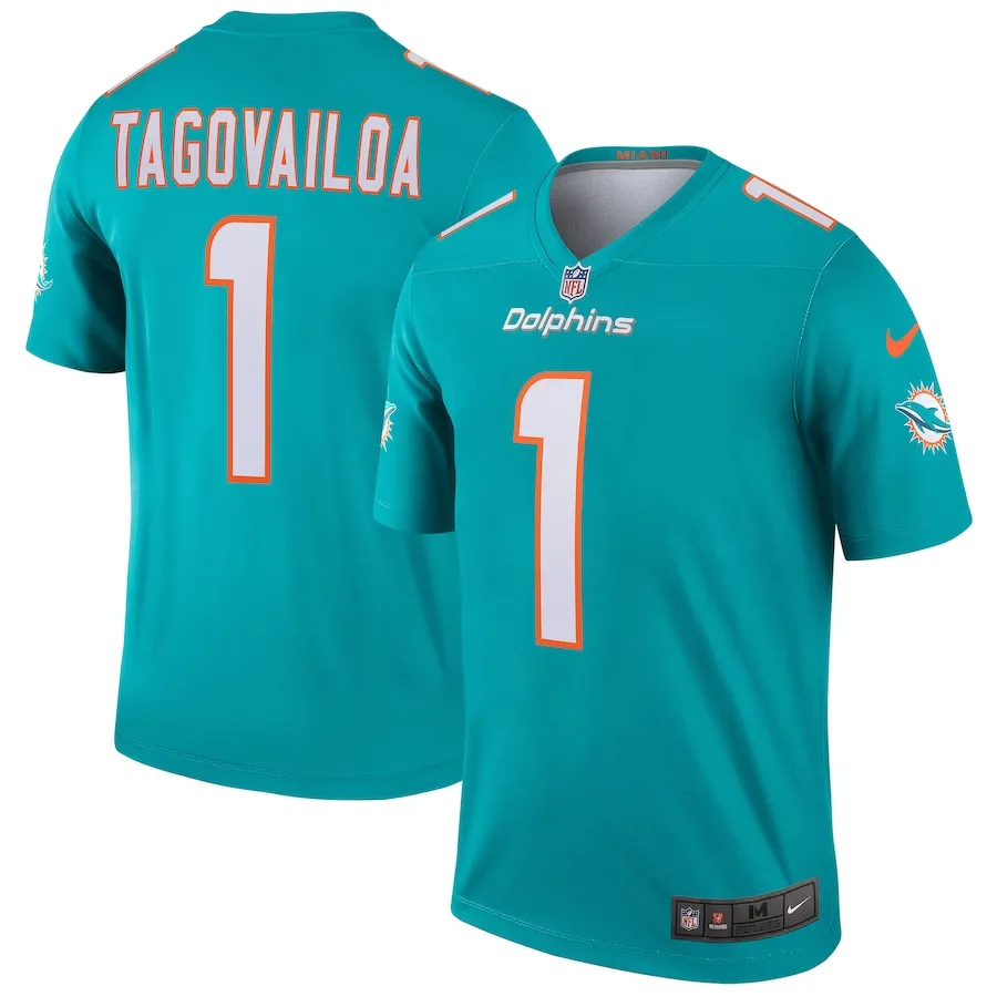 Tua Tagovailoa Miami Dolphins Nike Team Legend Jersey - Aqua