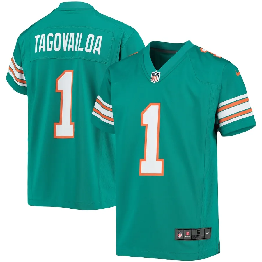 Tua Tagovailoa Miami Dolphins Nike Youth Alternate Game Jersey - Aqua