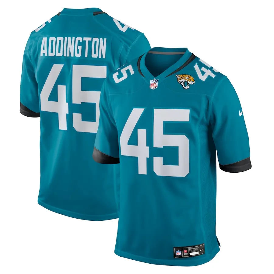 Tucker Addington Jacksonville Jaguars Nike Team Game Jersey -  Teal