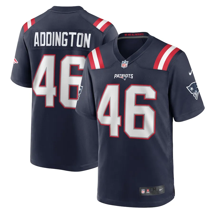 Tucker Addington New England Patriots Nike Home Game Player Jersey - Navy