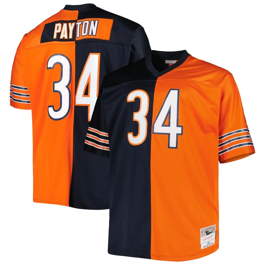 Walter Payton Chicago Bears Mitchell &amp Ness Big &amp Tall Split Legacy Retired Player Replica Jersey - NavyOrange