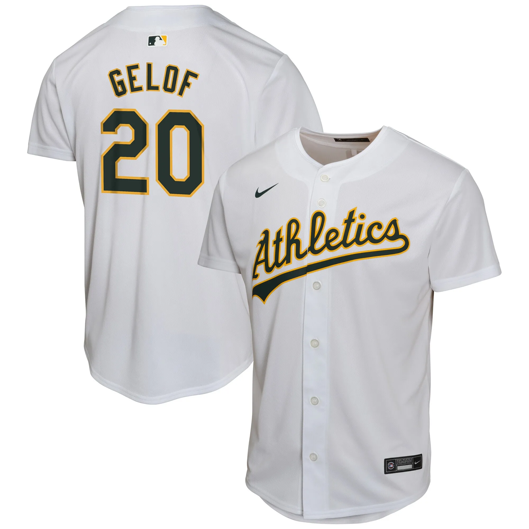 Zack Gelof Athletics Nike Youth Home Game Player Jersey - Gray